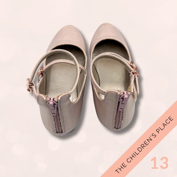 The Children's Place Girls’ Dress Shoes Size 13 – Blush Pink Double Strap Flats - Picture 2 of 8
